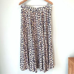 🏷️ Vintage JH Collectibles Floral Rayon Maxi Skirt 16 POCKETS